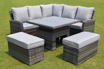 Amalfi Small Adj Casual Dining Set - Dark Grey - Weave Rattan - Outdoor Garden Furniture 