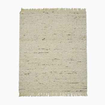 Jacquard Wool Rug - Cotton - L200 x W140 x H1 cm - Natural/Cream