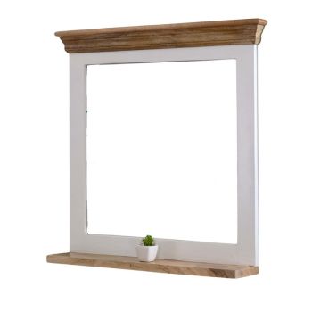 Alfie Framed Mirror with Shelf - Mango Wood - L80 x W73 x H16 cm