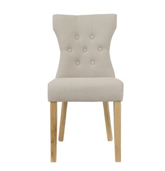 Naples Dining Chair (Pack of 2) - Linen Fabric - L63 x W46 x H92 cm - Beige