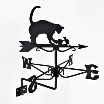 Mini Cat & Mouse Weathervane - Steel - L38 x W38 x H53 cm - Black