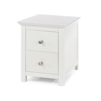 Nairn 2 Drawer Bedside Cabinet - Softwood/MDF/Glass - 45 x 40 x 56 cm - White