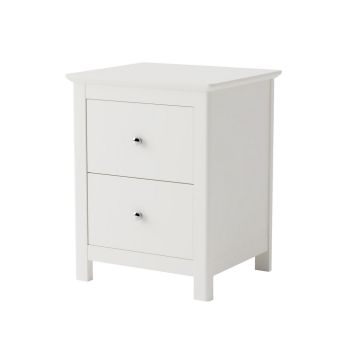 2 Drawer Bedside Cabinet - MDF - L40 x W45 x H56 cm - White - Flat Packed