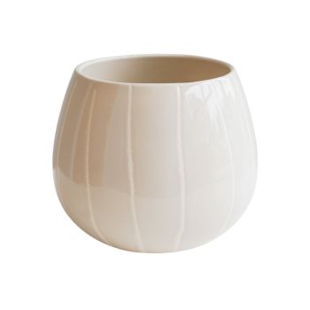 Nova Wax Relief Planter - Ceramic - L21 x W21 x H19 cm - Cream