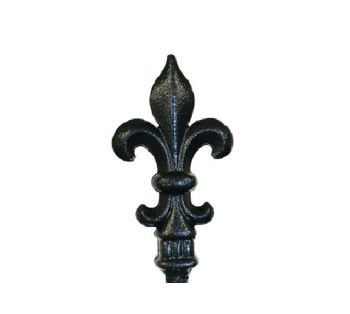 Fleur De Lys Top - Decorative Top for Garden Plant Support - Solid Steel - Black