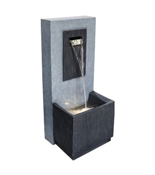 Outdoor Contemporary Water Feature - Polyresin - D35 x W31 x H81cm - Cement