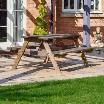 Oakham Rounded Picnic Bench 4ft - Rustic Brown