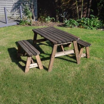 Oakham Picnic Table And Bench Set 5ft - Rustic Brown