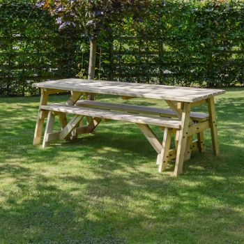 Oakham 7ft Picnic Table and Bench Set - L213 x W91 x H72 cm - Light Green