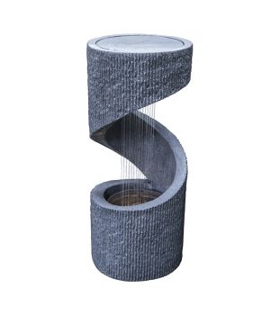 Outdoor Spiral Water Feature - Polyresin - L35 x W35 x H82 cm - Cement