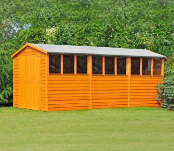 10 x 15 Feet Overlap Dip Treated Apex Shed Double Door with Windows