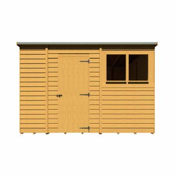 Overlap 10 x 6 Feet Single Door Dip Treated Pent Shed - L198.7 x W306.6 x H205.6 cm