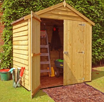 Overlap Double Door Garden Shed - Dip Treated Approx 4 x 6 Feet