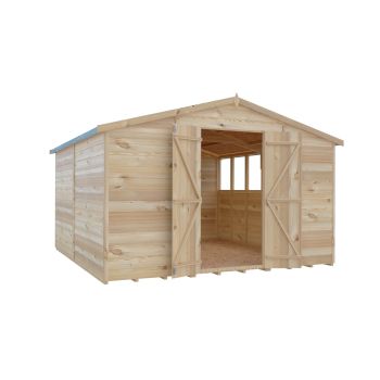 10 x 10 Feet Overlap Dip Treated Apex Shed Double Door with Windows