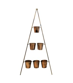 Outdoor Vertical Wall Plant Stand with Planters - Metal - L51 x W51 x H128 cm - Gold