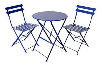 PADSTOW 2 Seater Folding Bistro Set - Navy Blue 2 Folding Chairs with 60cm Diameter Folding Table