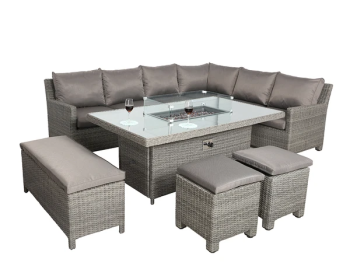 Paris 7 Pc Deluxe Modular Corner Dining Set - Synthetic Rattan - H68 x W170 x L100 cm