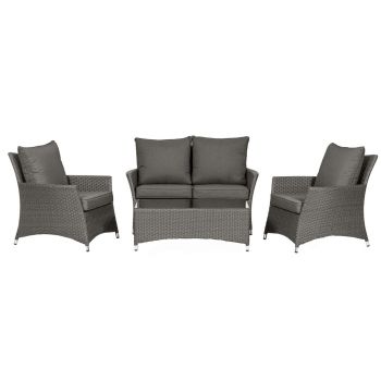 Paris 4 Seater 4 Pc Lounging Coffee Set with Cushions - Synthetic Rattan - Cream