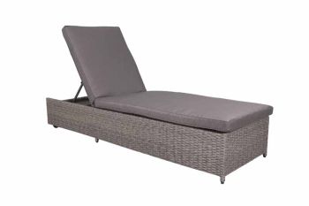 Paris Sun Lounger with Multi Position Backrest - Aluminium/Rattan Weave - L208 x W65 x H30 cm