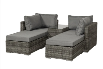 Paris 4 Seater 5 Pos Multi Relaxer Set - Synthetic Rattan - H52 x W75 x L40 cm - Natural