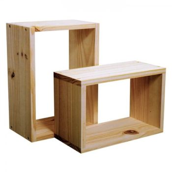 P/S Set Of 2 Wall Cubes - Solid Pine Timber - Pre-Sanded