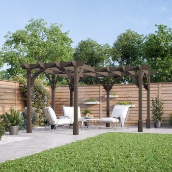 Corner Pergola - Wood - L360 x W360 cm - Rustic Brown