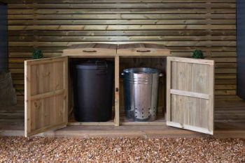 Paythorne Dustbin Store Double  - L64 x W122.4 x H88 cm - Timber