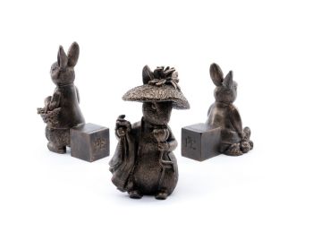 Beatrix Potter Bronze Benjamin Bunny Plant Pot Feet - Set of 3 - L6 x W7 x H11 cm