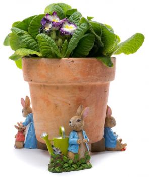 Beatrix Potter Peter Rabbit Plant Pot Feet - Set of 3 - Peter Sleeping, Peter With Watering Can, Mrs. Rabbit With Flopsy, Mopsy & Cottontail