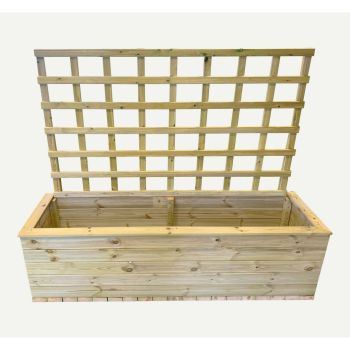 Deluxe Extra Large Trough with Trellis - Timber - L58 x W183 x H52 cm - Partially Assembled