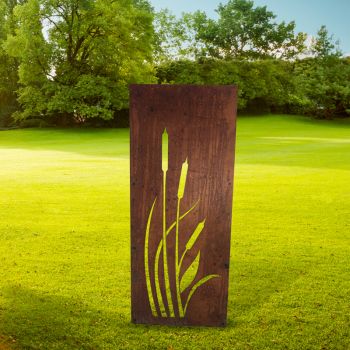 Bulrush Garden Screen Small Bare Metal/Ready to Rust - Steel - W35.5 x H116.4 cm