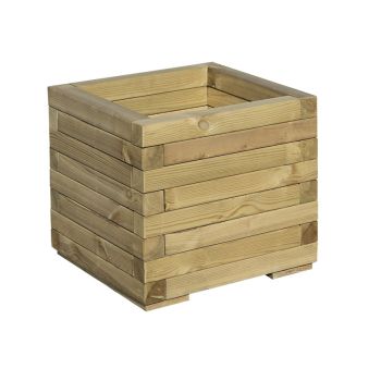 Square Patio Planter - Timber - L40 x W37 x H40 cm - Natural 