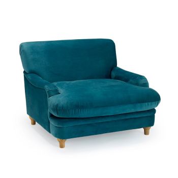 Plumpton Chair - Velvet - L109 x W106 x H84 cm - Peacock Blue