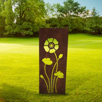 Poppy Garden Screen Large Bare Metal/Ready to Rust - Steel - W45.7 x H147.3 cm