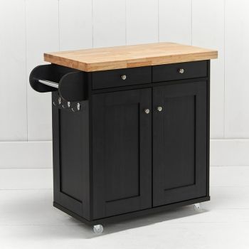 Portland Kitchen Island - Wood - L46 x W95 x H91 cm - Black