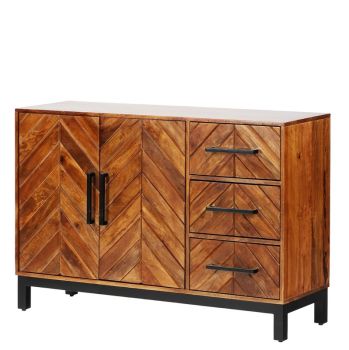Parquet 120 cm Sideboard - Mango Wood/Iron - L40 x W120 x H80 cm - PP Finish 