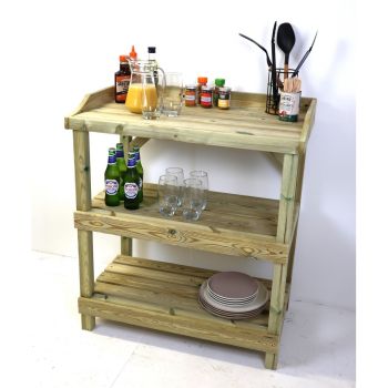 BBQ Prep Outdoor Table - L49 x W84 x H95 cm - Partially Assembled