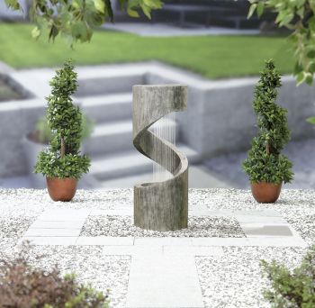Hinoki Springs Water Feature inc. LEDs - Polyresin - L50 x W66 x H100 cm - Natural Stone