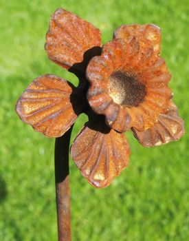 Pack of 3 Daffodil Feature Plant Pin 5Ft Bare Metal Ready to Rust. Steel Garden Plant Border Support - Steel - H154.2 cm