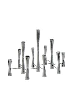 Parker 11 Piece Candle Centerpiece - Mild Steel - L27 x W51.5 x H42 cm - Silver