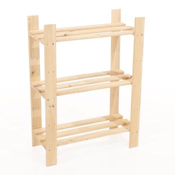 3 Shelf Slatted Storage Unit - Natural Wood - 800 x 600 x 270 mm - Natural