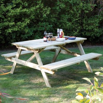 4ft Picnic Bench - Timber - L120 x W150 x H70 cm