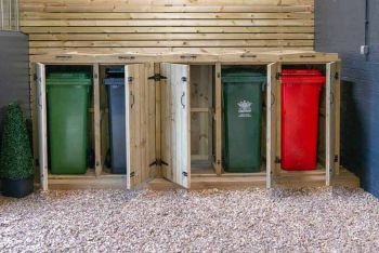 140L Quintet Wheelie Bin Store - L64 x W300 x H120 cm - Timber