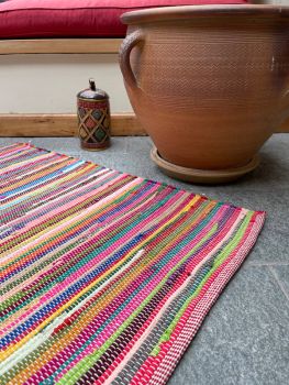 RAINBOW Rug Outdoor and Indoor Flat Weave Style - L150 x W150 - Multicolour