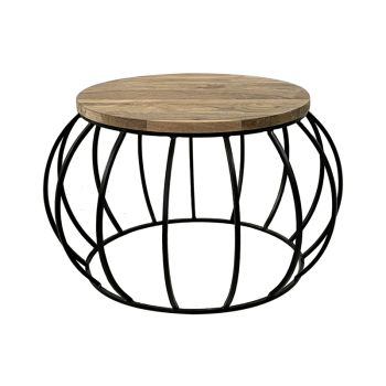 Ravi Round Coffee Table - Mango Wood/Iron - L58 x W58 x H45 cm - Mango Light Finish