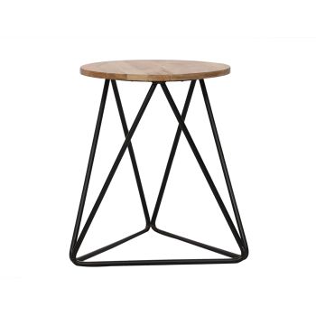 Ravi Single Stool - Mango Wood/Iron - L35 x W35 x H45 cm - Mango Light Finish