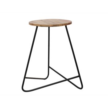 Ravi Single Stool - Mango Wood/Iron - L38 x W38 x H51 cm - Mango Light Finish