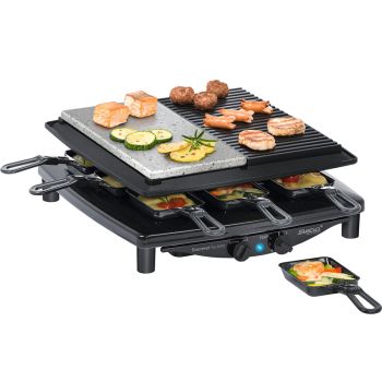Steba Premium Quality Electric Raclette Cooking Equipment for 6 people - Steel - L15 x W45 x H30 cm - Black