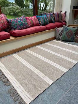 RETEELA Living Room Rug with Natural Striped Design - L120 x W180 - Beige