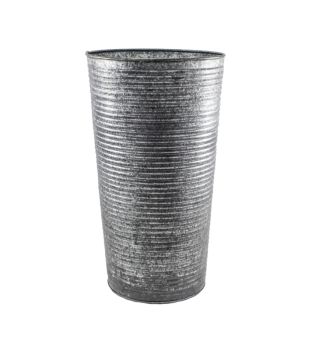 Ribbed Vase - Iron - L28 x W28 x H50 cm - Galvanised
